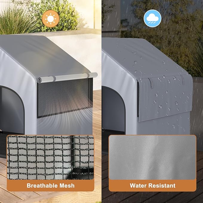 38" Warm Large Dog House for Outdoor&Indoor, Insulated Pet Shelter Tent for Small Medium Dogs, Outside Sun Rain Canopy Indoor Pet House for Cats Pigs Livestock with Rainproof Cover All Seasons