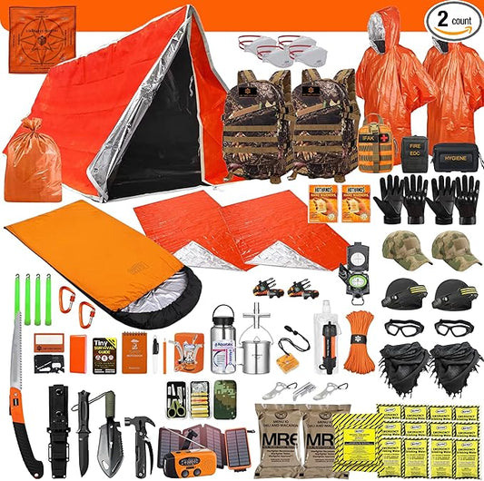 72 Hour Survival Kit - 291 Pieces Survival Gear and Supplies - 45L Go Bag Emergency Backpack, First Aid, Water Filter, Tools, Tent, Camping Essentials, Emergency Preparedness - The Alpha