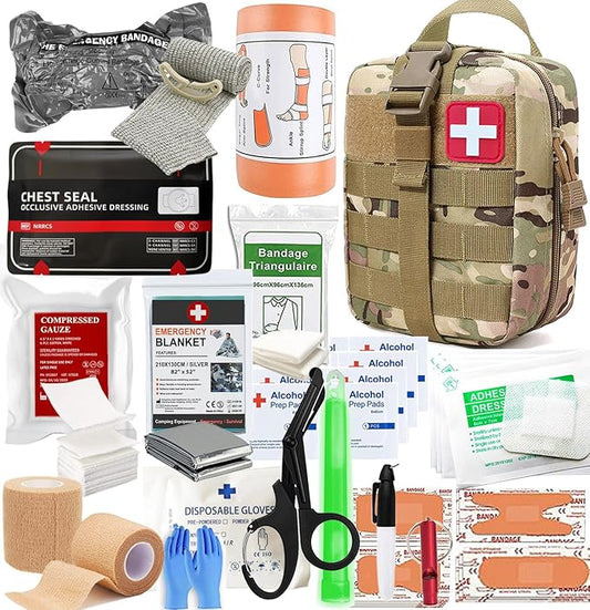 IFAK Kit Trauma Kit Military Medical First Aid Kits Bleeding Contral Emergency Survival Bug Out Bag for Camping Gear Supplies Hiking (Camouflage)