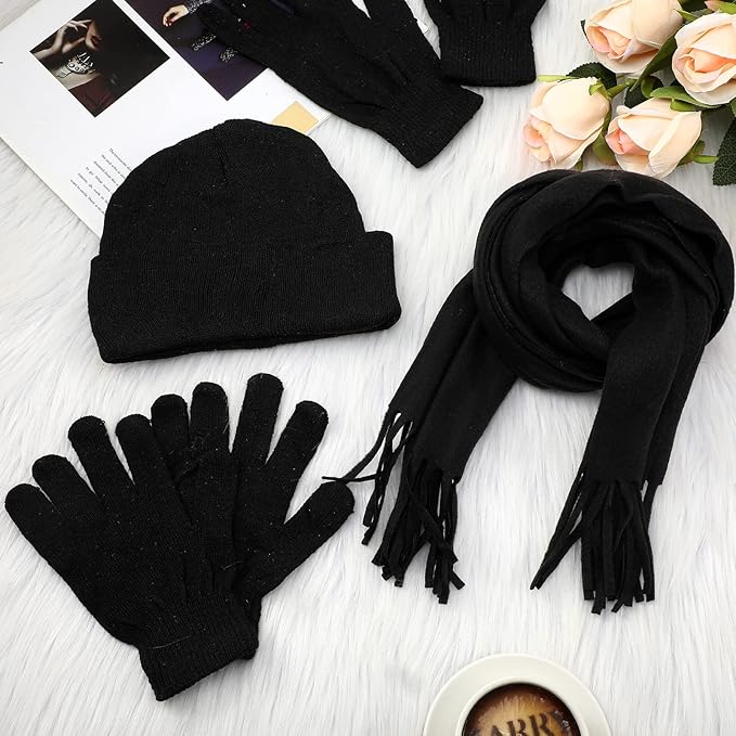 Unittype 300 Pcs Winter Homeless Care Supplies Bulk - Beanies Caps Gloves Scarves Set for Community Charity Church Donation
