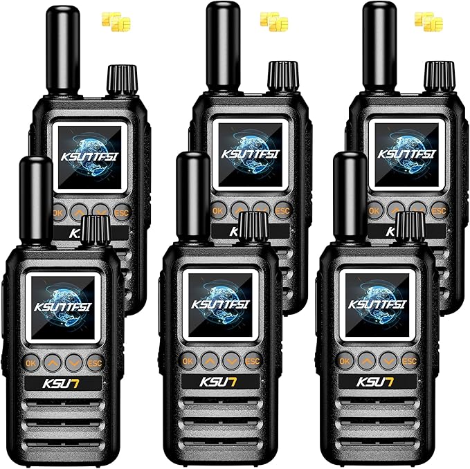 Lifetime Free Global Rapid Walkie Talkies Unlimited Range Nationwide PTT 4G LTE PoC Long Range Two Way Radio 5000 Miles Long Distance Radios for Family,Logistics,Construction (6 Pack with SIM)