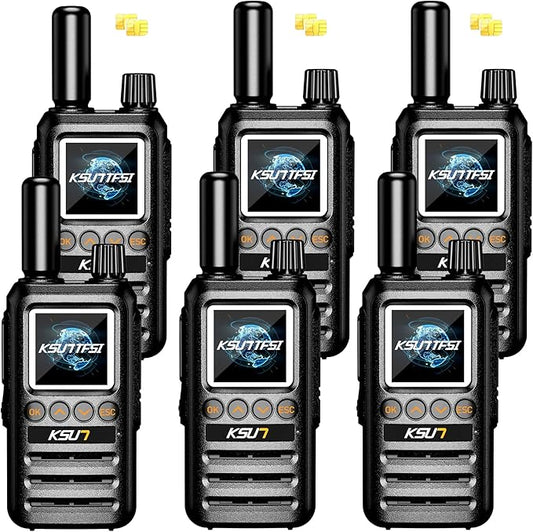 Lifetime Free Global Rapid Walkie Talkies Unlimited Range Nationwide PTT 4G LTE PoC Long Range Two Way Radio 5000 Miles Long Distance Radios for Family,Logistics,Construction (6 Pack with SIM)