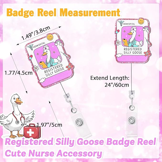 Registered Silly Goose Badge Reel with Alligator Clip Funny ID Badge Holders Cute RN LPN CNA MA PCT Badge Buddy Nursing Medical Students Nurse Accessories for Work