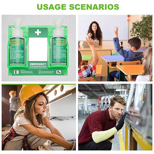 Portable Eyewash Station OSHA-Approved - Wall-Mounted Emergency Eye Wash Flush Bottles Kit 16oz Without Eyewash Solution 2Pcs