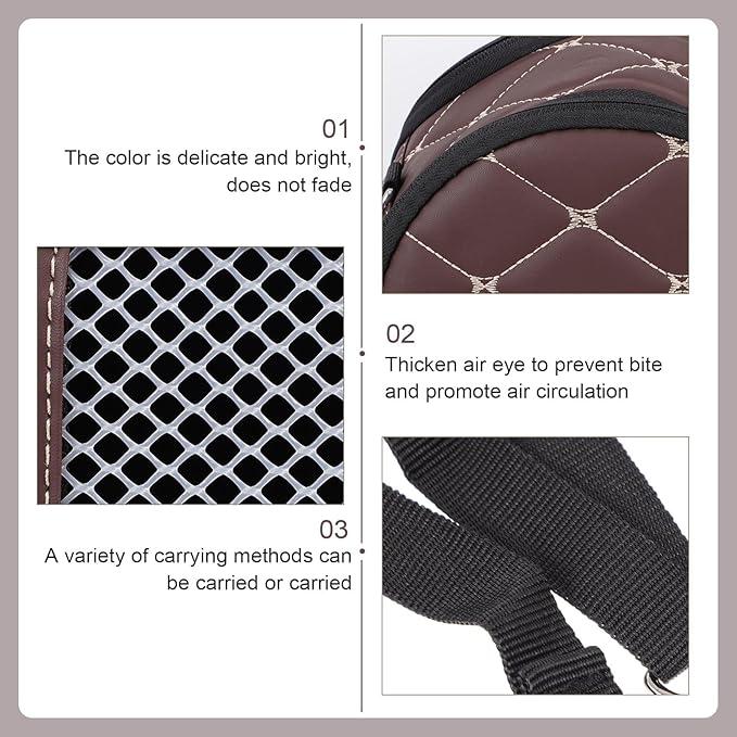 Small Animal Carrier Bag for Hamsters and Hedgehogs, Portable Pet Travel Pouch with Brown Nylon Strap, Outdoor Chinchilla and Rat Carrier for Small Pets on The Go