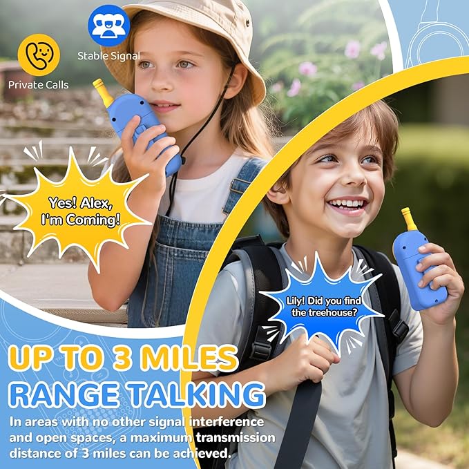 Walkie Talkies for Kids Toys: Toys for 3-12 Year Old Boys Girls - 22 Channels 2 Way Radio Toy with Backlit LCD Flashlight - 3 Miles Range for Outside/Camping/Hiking (2-Pack)
