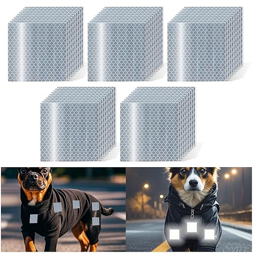 Non Fading White Reflective Stickers 3 inch X 3 inch, Outdoor Waterproof High Visibility Warning Safety Adhesive Reflector Tape (50 Pcs)