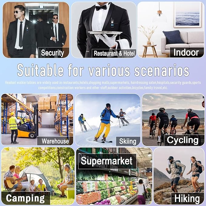 T-M1 Super Mini Walkie Talkie for Adults,Portable Two Way Radios with Earpiece,Small 2 Way Radio for Restaurant, Workplace,Outdoor Sport,Hotel,Tourism,Skiing, Hiking,Supermarket,Black 2 Pack