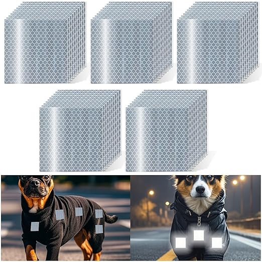 Non Fading White Reflective Stickers 4 inch X 4 inch, Outdoor Waterproof High Visibility Warning Safety Adhesive Reflector Tape (50 Pcs)