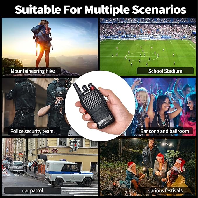 pxton 777S walkie talkies Long Range for Adults Rechargeable with Earpieces and Li-ion Battery,Two Way radios has VOX/TOT/Emergency Alarm/Battery Low Alert/Flashlight/Scan Function（4 Pack）