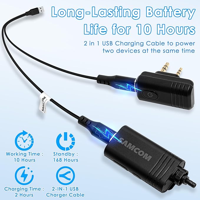 SAMCOM BTEAR01 Wireless Earpiece with Clear Airtube Tube 2 Pin Dongle for Two-Way Radios, FPCN30A/FPCN10A Wireless Headset Earphone with Mic 2-Pin K Plug, Radio NOT Included