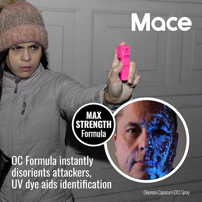 Mace Personal Safety Alarm & Mace Pepper Spray Kit - Loud 130db Siren with Built in Emergency Whistle, 10 Feet Range Pocket Model (0.42 oz) Self Defense Pepper Spray for Women & Men - Neon Pink
