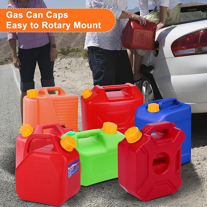6PCS Gas Can Caps, 5 Gallon Gas Can Cap Replacement, Universal Coarse Thread Gas Cap for Gasoline, Portable Gas Tank Lid for Improved Sealing and Transportation