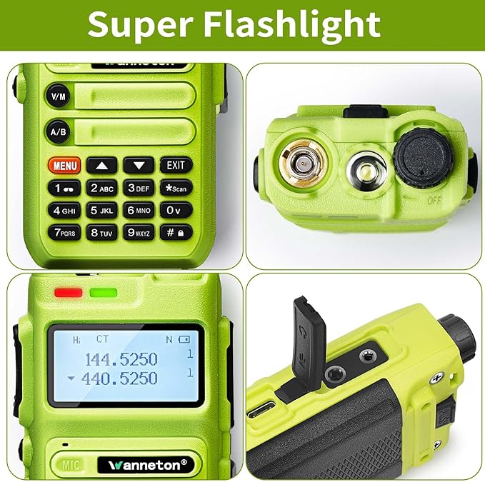 UV5F ham Radio Handheld Dual Band Two Way Radio Rechargeable Walkie Talkies with One-Key decoding Copy Frequency and Super Bright Flashlight and Large Battery 1 Pack