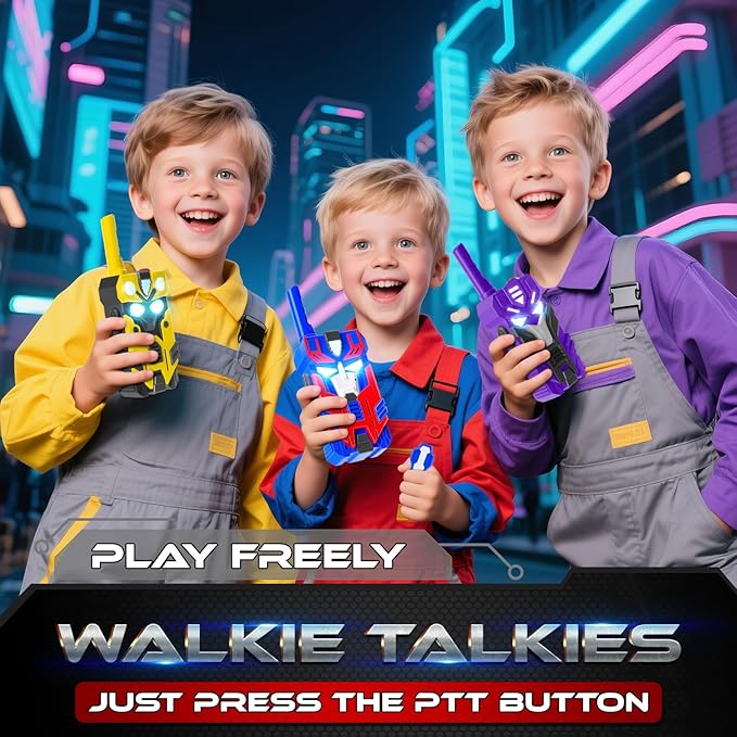 Transform Walkie Talkies for Kids Toys Stocking Stuffers for Kid Boys Girls, 3 Pack with Cool Light-Up Eyes & 2500 FT Range, Outdoor Camping Toys, Birthday Gifts for Boys Girls Ages 3-12
