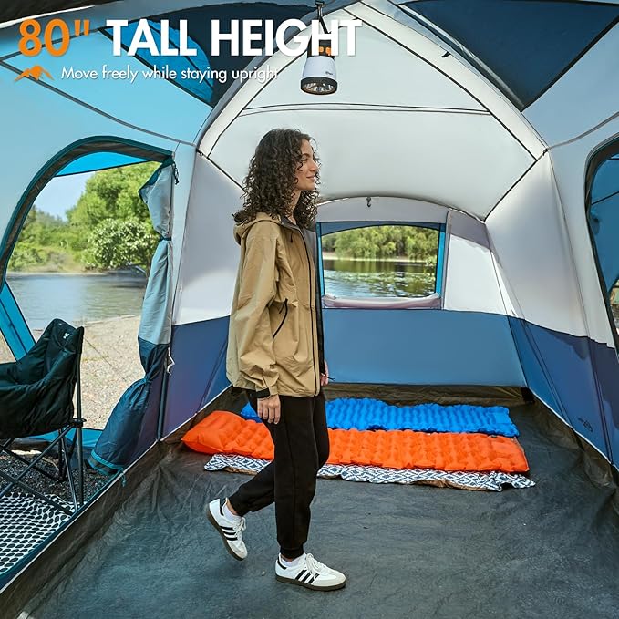 PORTAL 6/8/10 Person Family Camping Tent with Screen Room, Water Resistant Big Tunnel Tents with Rainfly, Large Family Tent for Camping, Outdoor, Patio