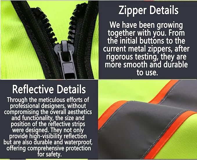 Custom Safety Vest Personalized Logo Hi Vis Class 2 Reflective Multi Pocket Zipper Construction Work Vest