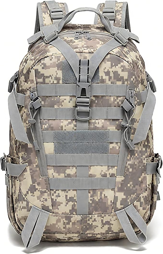 aiGear 25L Waterproof Tactical Backpack - Military Molle Assault Backpack for Men, 3-Day Combat Backpack with Water Bottle Holder(25L ACU)