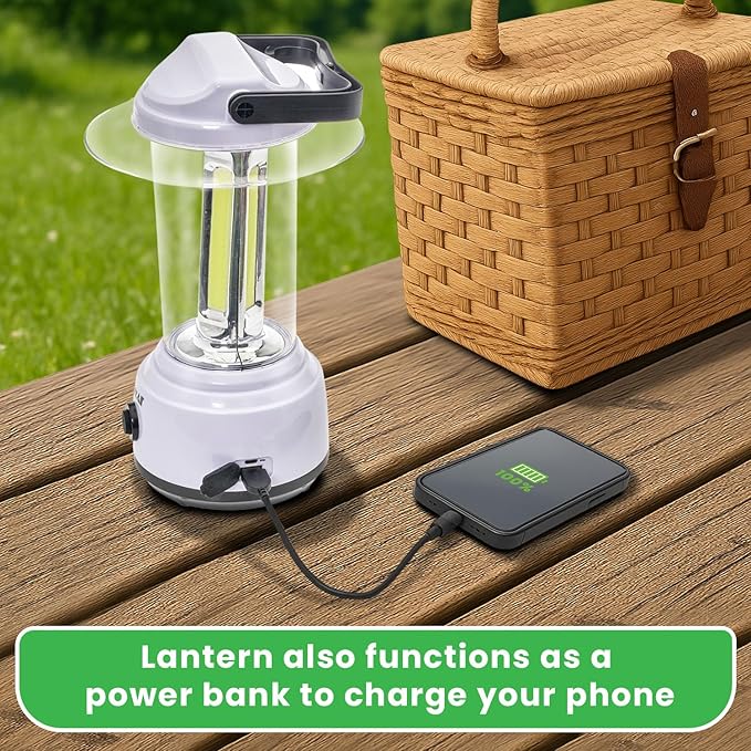 LitezAll 3500 Lumen Rechargeable Lantern – LED Lantern Rechargeable with Power Bank, Dimmable Camping Lantern, Rechargeable Lanterns for Power Outages & Camping