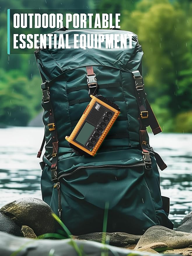 12000mAh/44400mWh Emergency Radio- NOAA Weather Alert Radio with Auto-Scan & SOS Alarm, Solar Hand Crank 6-Way Power, Flashlight, Reading Lamp for Outdoor, Hiking, Emergencies