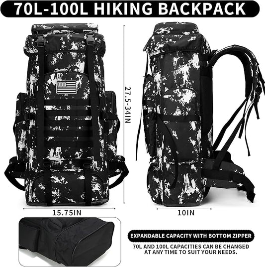 Hiking Backpack for Men 70L/100L Camping Backpack Military Rucksack Molle 3 Days Assault Pack for Climbing