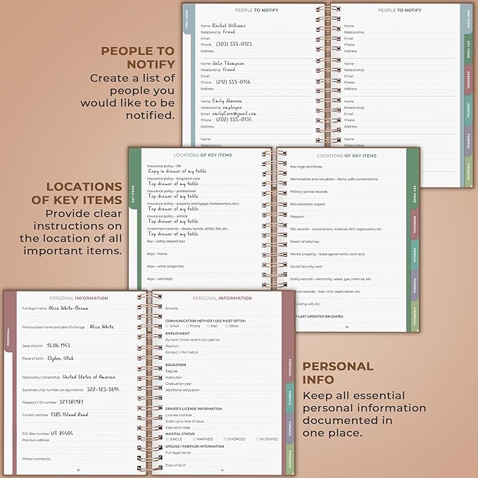Clever Fox When I Die Planner With Pockets for Documents – End-of-Life Organizer Binder for Important Personal Info & Final Wishes (Brown)