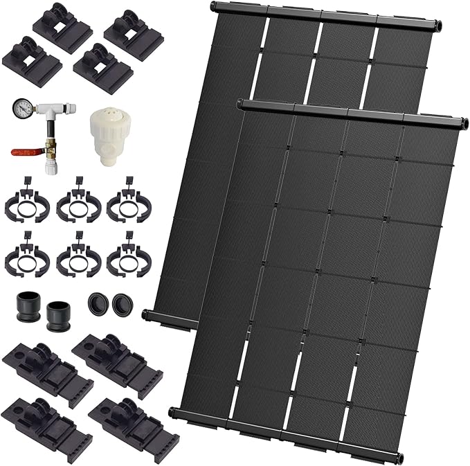 Industrial Grade Solar Pool Heater DIY Kit - Superior High-Wind Strapless Mounting System & Maximum Freeze Resistance (2-4'x6.5' / 52 Square Feet)