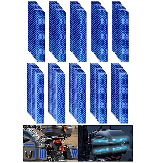 Non Fading Blue Reflective Stickers 1 inch X 6 inch, Outdoor Waterproof High Visibility Warning Safety Adhesive Reflector Tape (100 Pcs)
