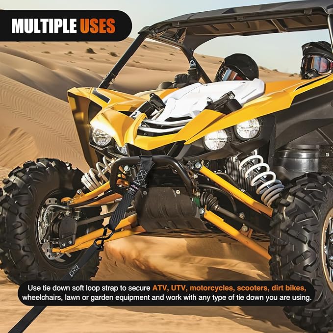 Nilight Soft Loop 1.7”×17" Motorcycle Tie Down Straps Heavy Duty 12000Lbs Max Break Strength for Securing ATV UTV Kayak Moving Cargo (8PK-Black)