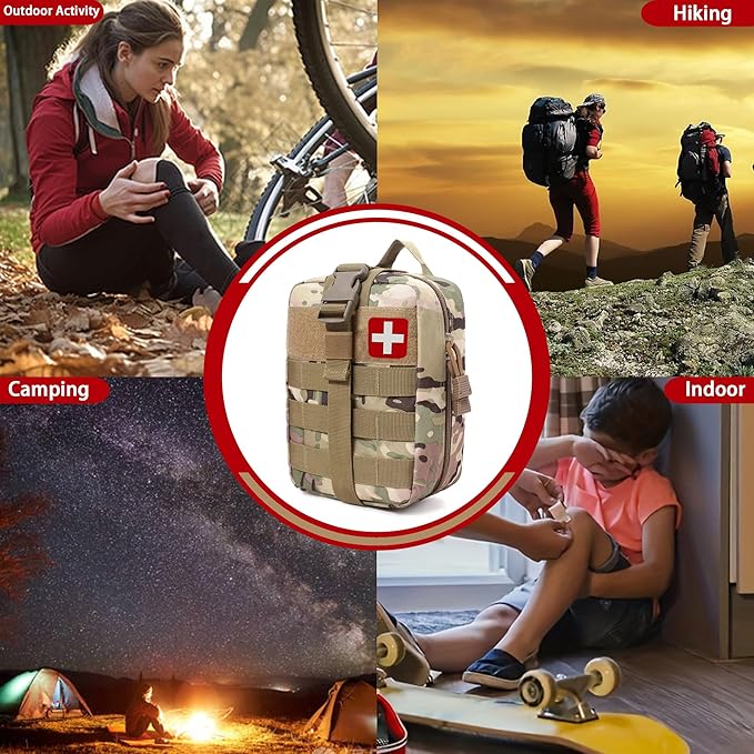 293Pcs/set - First Aid Kit Molle Pouches Emergency Survival Kit Suitable for Outdoor Activities, Home, School, Hiking, Car Travel and Camping - Quick Response First Aid Essentials (CP)