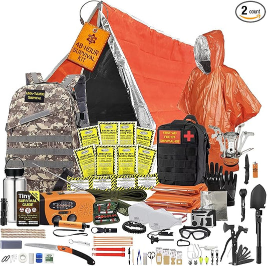 48 Hour Survival Kit - 228 Pieces Survival Gear and Supplies, 45L Go Bag Emergency Backpack, First Aid, Water Filter, Food, Tools, Tent, Camping Essentials, Emergency Preparedness - The Solo