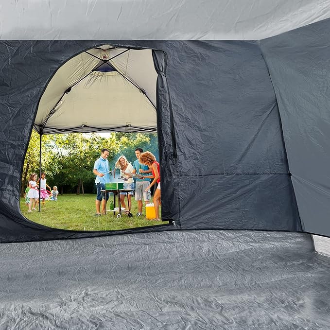 KAMPKEEPER Side Tent,Camping Tent for 10' x 10' Pop Up Canopy, Easy Set Up Gazebo,Compatible with 10' Wide Canopy Tents (Grey)