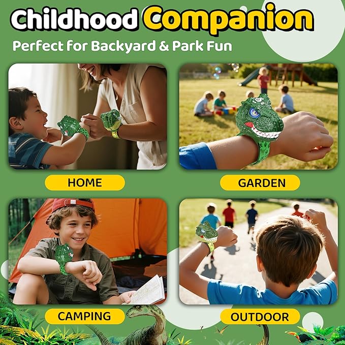 Vvinca Dinosaur Walkie Talkies for Kids 2 Pack - Toys for Boys Age 3-5 5-7 8-12 T-Rex Adjustable Wrist Strap Long Range Clear Sound Outdoor Camping Gears Christmas Birthday Easter Gifts, Green