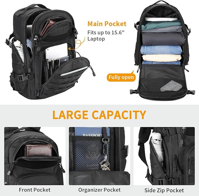 Military Tactical Backpack 30L Molle Rucksack EDC Daypack Small Bug Out Bag for Outdoor Hiking Travel Camping Cycling
