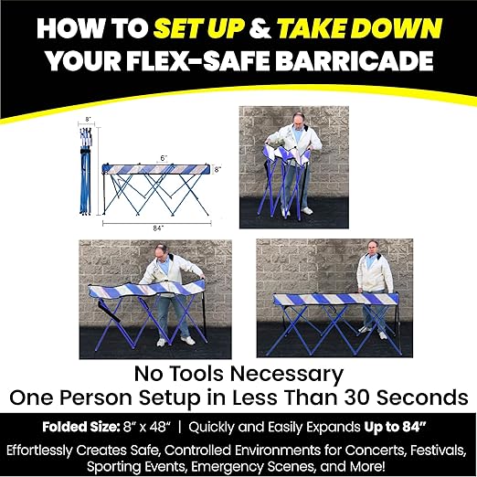 Safety Barriers, Portable Expandable Barricade 7 ft Blue Traffic Barricade Parking Barrier Folding Security Gate Scissor Gate Traffic Cones Alternative
