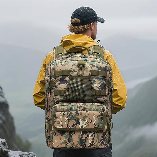 aiGear 50L Military Tactical Backpack 3 Days Assault Pack Large Day Backpack for Men Molle Army Bug Out Bag Waterproof Heavy Duty Hiking Trekking Rucksack - Green Camo