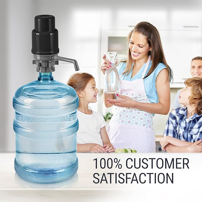 Manual Water Pump for 5 Gallon Bottle – Universal Fit for Crown Top and Screw Top Jugs - Adjustable Tubs, Protective Spout Cap, Cleaning Brush, BPA-Free Food-Grade Materials – 5 Gallon Water Pump