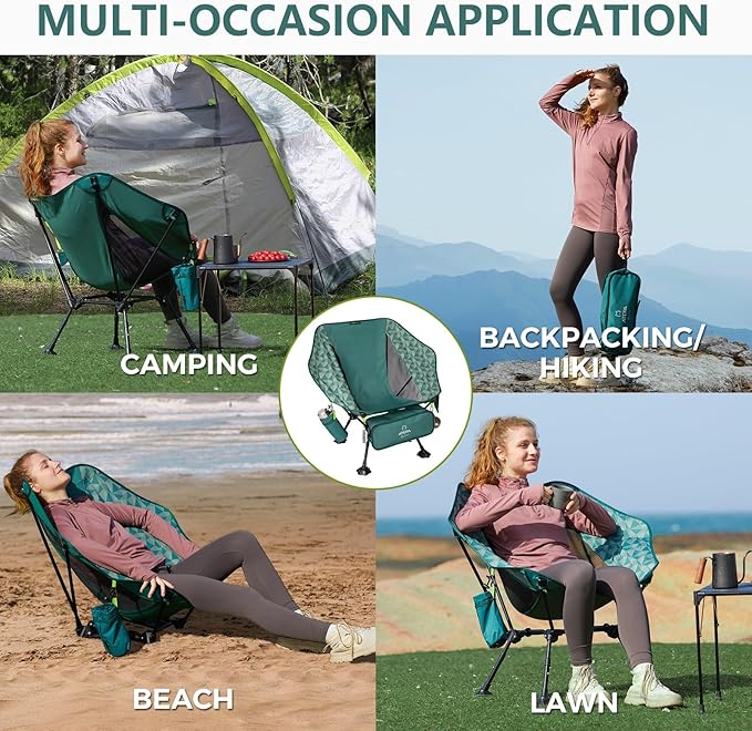 ATEPA UFO3.0 Backpacking Camping Chair, Ultralight Extra Wide Comfortable Folding Chairs Heavy Duty Portable Hexagon Ergonomic Height Adjustable Seat with Anti-Sinking Feet for Hiking Outdoor