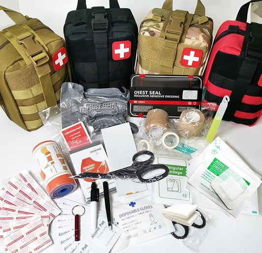 IFAK Kit Trauma Kit Military Medical First Aid Kits Bleeding Contral Emergency Survival Bug Out Bag for Camping Gear Supplies Hiking (Tan)