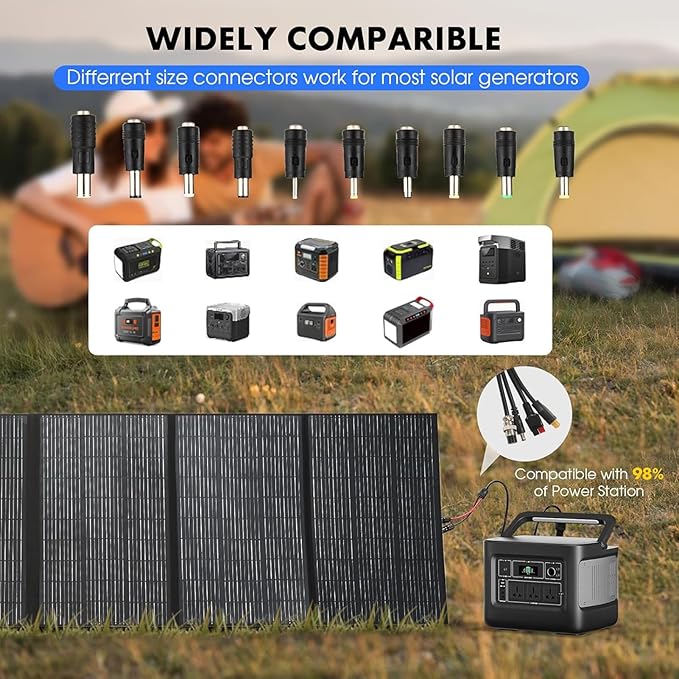550W Portable Solar Panel for Power Station, 48V Foldable Solar Power Panels 25% High Efficiency IP68 Waterproof with 10ft 4-in-1 Cable and 10×DC Adapter, Folding Solar Panels Blanket for Camping RV