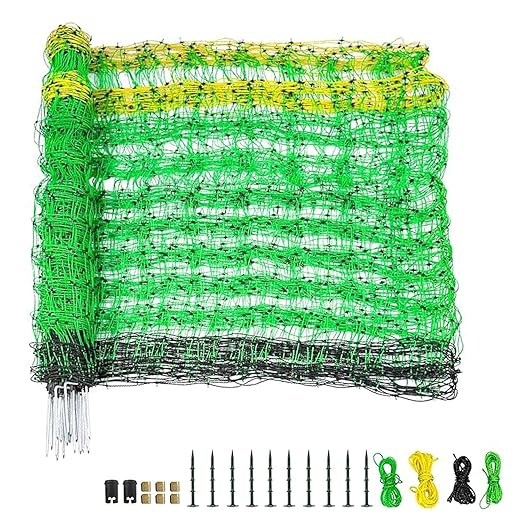 Electric Fence Netting, 42.5" H x 164' L, Larger Animals Electric Fencing for Backyards, Homesteaders, Farms, Ranches, Gardens
