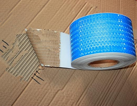 Industrial Reflective Tape Blue 3 inch Wide, Outdoor Waterproof High Visibility Safety Warning Adhesive Strips (66 feet, 3 Rolls)