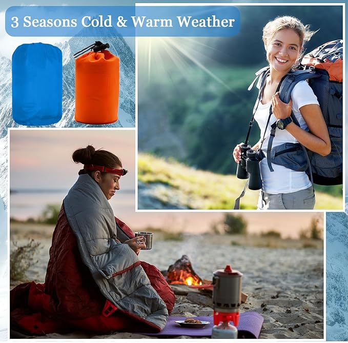 Macarrie 12 Pack Sleeping Bags Set with Compression Sacks, 6 Camping Sleeping Bags for Homeless Adults, and 6 Emergency Survival Sack for Hiking Outdoor Homeless Shelter Donation Supplies