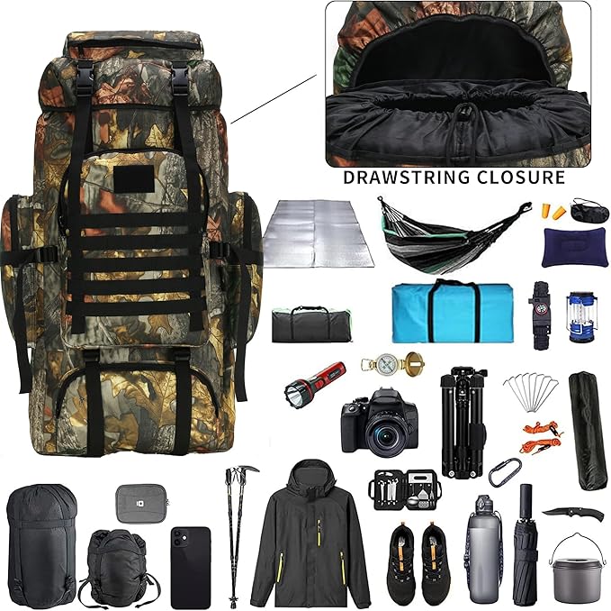 Hiking Backpack for Men 70L/100L Camping Backpack Military Rucksack Molle 3 Days Assault Pack for Climbing
