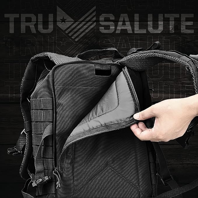 Tru Salute 45L Military Black Tactical Backpack Large Army 3 Day Pack Molle Bug out Bag Rucksack Backpack Military Black