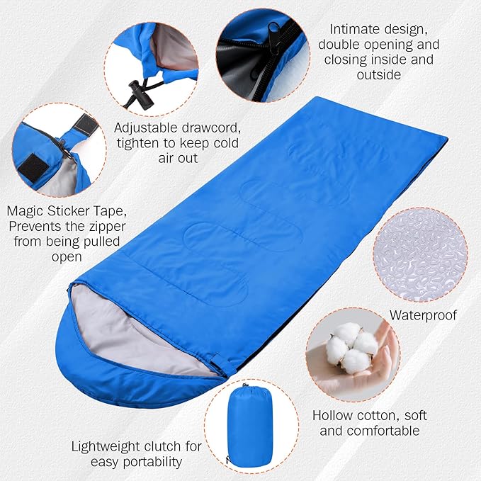 Macarrie 6 Pack Bulk Sleeping Bags for Homeless Donation, 0 Degree Waterproof Sleeping Bags with Compression Sack for Adults Winter Cold Weather Care Camping Hiking Emergency