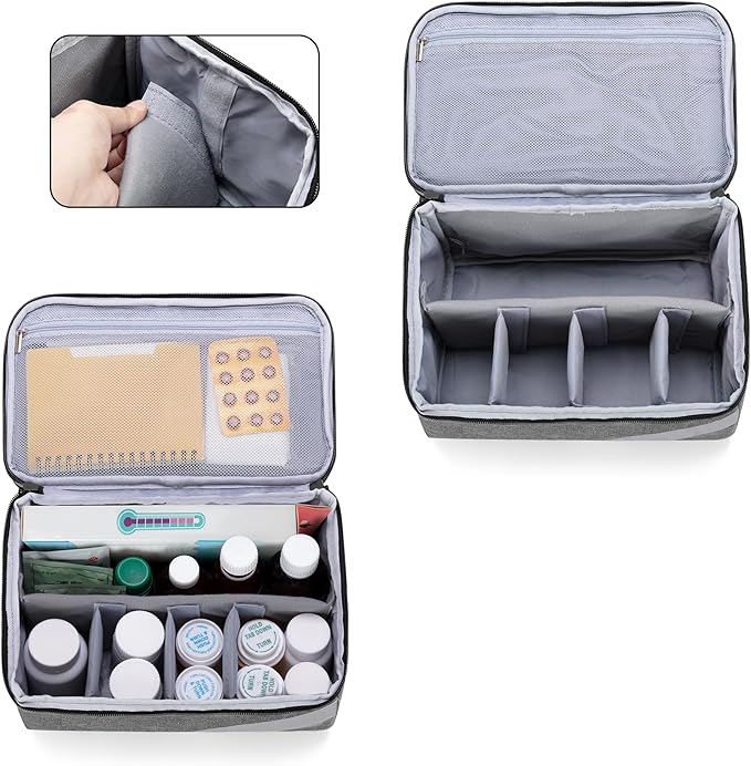 Trunab Medicine Storage and Organizer Bag Empty, Pill Bottle Organizer with Portable Small Pouch, Home First Aid Box for Emergency Medication, Supplements or Medical Kits (Bag Only)(Patent Design)