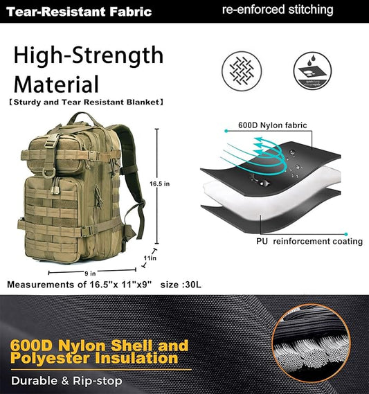 Small Tactical Backpack Military Daypack - 30L Backpack for Men Molle Assault Pack Bug Out Bag for Hiking Camping Travel Army Hunting Rucksack Trekking (Green)