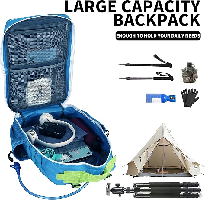Military Tactical Backpack 45L/25L 3 Day Assault Pack Molle Daypack Hiking Backpack for Men and Women (Blue-Yellow, 45L)