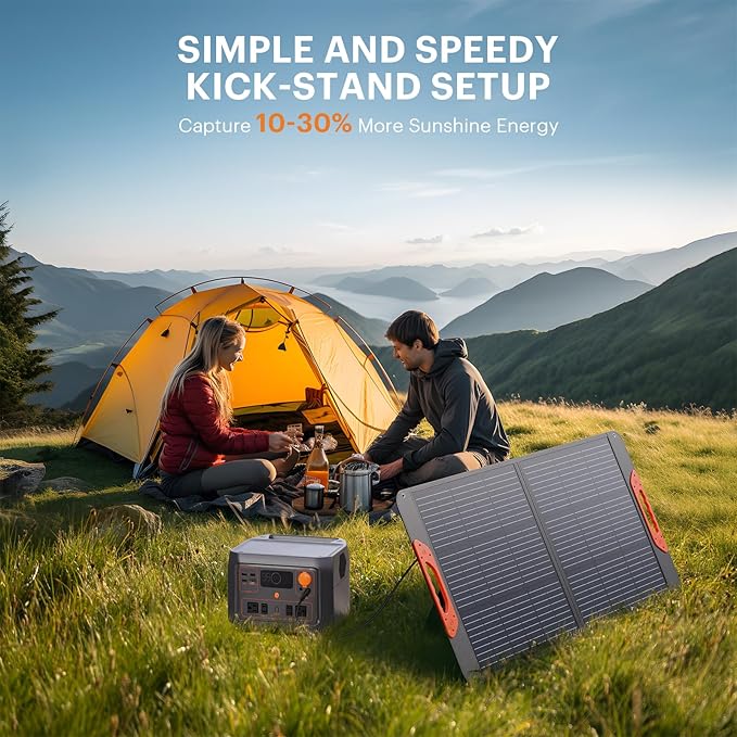 100W Portable Solar Panel,Camping Essentials, 20V ETFE Foldable Solar Charger for Power Station,QC3.0 USB-A &Type-C Output,23.5% High Efficiency IP67 Waterproof for Camping RV Offgrid Living